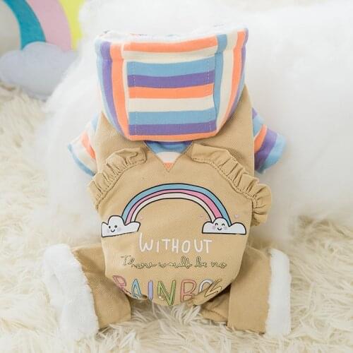 Rainbow Stripe Dog Clothes Jumpsuits for Dogs Clothing Pet Small Outfits Cute Winter Yorkies Print Thermal Boy Ropa Para Perro