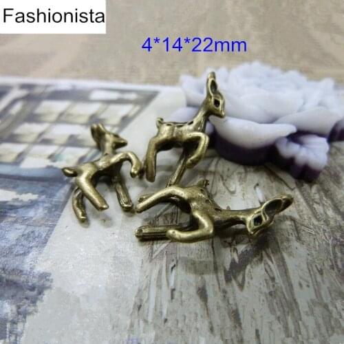 3D Shape Lovely Baby Deer Charms 4*14*22mm Antique Bronze/Silver Tone,Handmade Jewelry,Crafts Findings, 60 pcs - Free Shipping