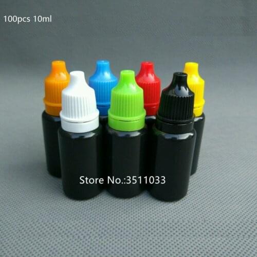100pcs 10ml Empty Black Plastic Eye Dropper Bottle Liquid Bottle With Screw Lid Plastic Bottle Tip Eye Liquid Squeezable Bottle