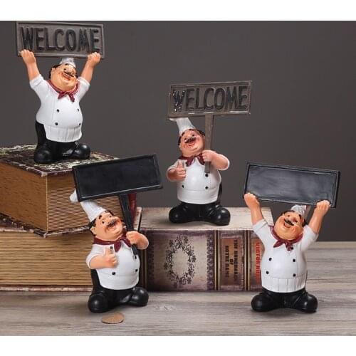 Retro Chef Model Home Decoration Resin Crafts Mini Chef Figurines Kitchen Home Bar Western Restaurant Cafe Cake Shop Decor