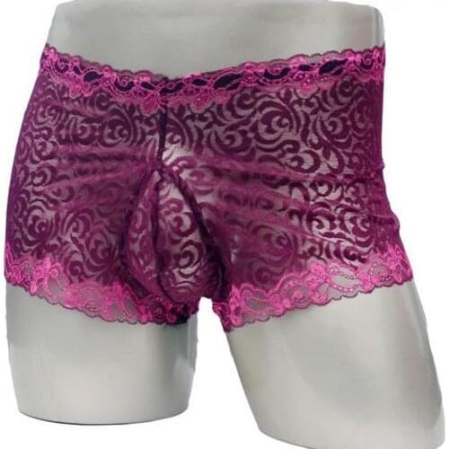 Sissy gay panties lace men underwear sexy transparent big boxer ZJH884P