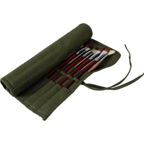 High Grade Pencil Bag Painting Brush Bag Artist Watercolor Draw Pen Oil Paint Pen Stationery Cases Holder Roll Up Canvas Pouch