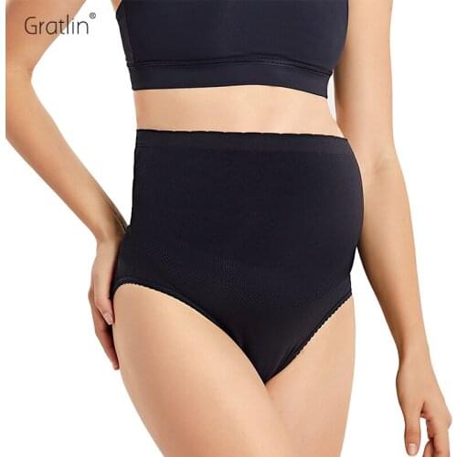 Gratlin Womens Maternity Brief Seamless High Waist Over The Bump Pregnancy Panties