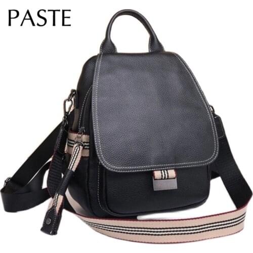 2021 New Ladylike Popular Style Genuine Leather Backpack Women Black Teenage Girls School Bookbag High Quality Travel Mochila