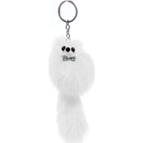 Fashion Natural Fox Leather Fur Key Ring Woman Bag Charms Keychain Man Car Keyring 16cm Pom Pom Fox Tail Trinket Party Jewelry