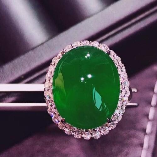H717 Emerald Ring 14.13ct Pure 18 K Gold Jewelry Nature Green Emerald Diamond Female Rings for women Fine Ring