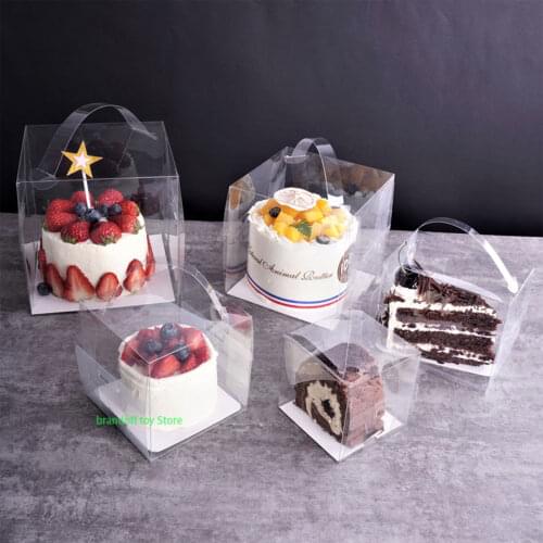 10 Pcs Portable Clear Cake Box Handheld Transparent Baking Pastry Cheese Cake Packaging Box For Birthday Wedding Shop Christmas
