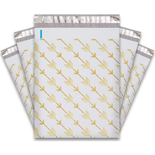 100Pcs Poly Mailers Golden Arrow Courier Bags Waterproof Shipping Mailing Bag Postal Express Packaging Bag Envelope 10x13 Inches