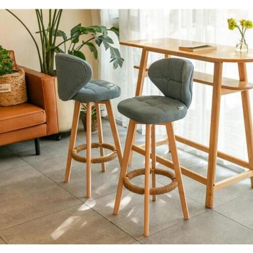 1000 Nordic rotating bar stool solid wood high stool retro bar chair back simple bar stool