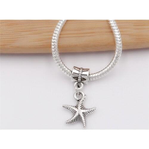 Classic beads 25pcs/lot starfish charm fit Pandora style bracelet pendants for diy jewelry making