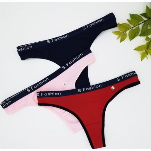 OURBLOG 3pcs Womens Cotton G-String Panties String Underwear Women Briefs Sexy Lingerie Thongs Ladies T Back Intimate For Girls