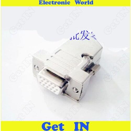 5pcs 3U Gold Plated DB15 Connector VGA Female Plug D-SUB 45 Degree Metal Housing Jack 3 Raw 15 Pin Solid Socket