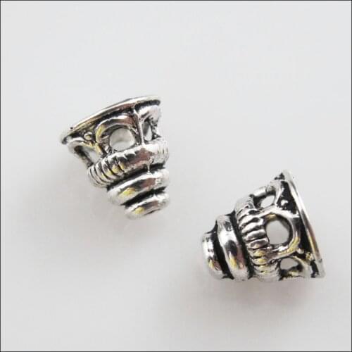 45Pcs Tibetan Silver Color Tiny Hollow Cone End Bead Caps Craft DIY 7.5mm