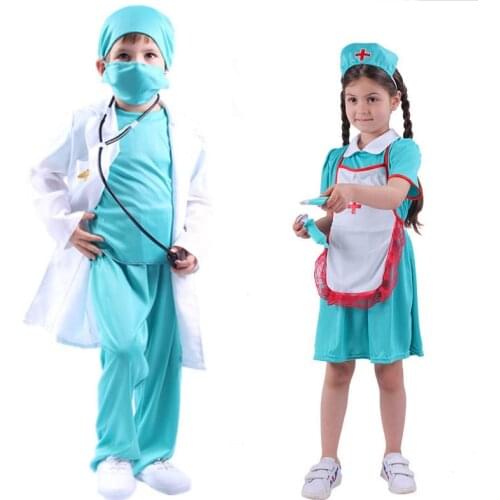 Anime Cosplay Surgical Operation costume Doctor Nurse outfits Children clothes for Baby boys girls Suit Set in Halloween Party