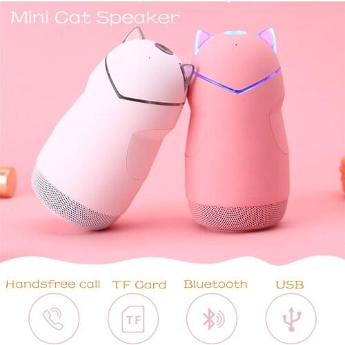 Bluetooth Wireless Speaker Cute Cat Mini Subwoofer TF Card Handsfree Call Bluetooth LED Wireless Speaker
