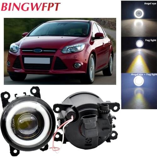 BINGWFPT Car Accessories H11 12V LED Fog Light For Ford Focus MK2/3 Fusion Fiesta MK7 2004-2013 with Angel Eye