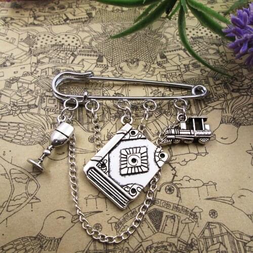 Wizards charm brooch kilt pin Golden snitch bag badge Express train wizard badge birthday gift