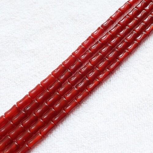 Natural Red agates 6x9mm Bamboo Tube Loose Beads 15"/37pcs For DIY Jewelry Making ,We provide mixed wholesale for all items