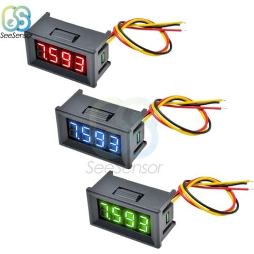 DC 0-100V 3 Wires 0.36'' Mini Digital Voltmeter Voltage Meter Car Motorcycle Volt Panel Tester Detector Red Green Blue