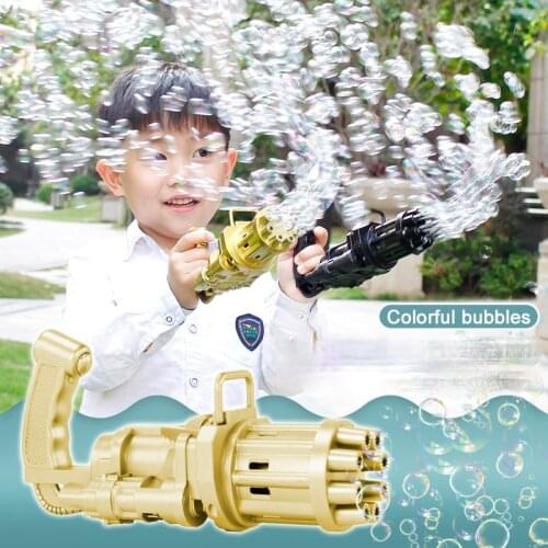 Kids Automatic Gatling Bubble Gun Toys Summer Soap Water Bubble Machine 2-in-1 Electric Bubble Machine For Children Gift Toys