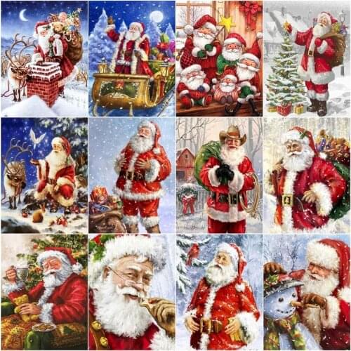 CHENISTORY Framed Paint By Number Santa Claus Figure Drawing On Canvas Handpainted Painting Art Christmas Gift Diy Kits Home Dec