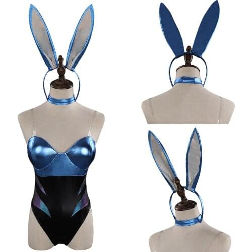 LoL Akali The Rogue Assassin KDA Cosplay Costume Bunny Girls Jumpsuit Outfits Halloween Carnival Suit