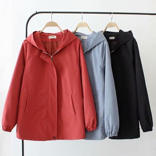Middle-aged Womens Coat Large size 4XL Loose Hooded Zipper Casual Spring Autumn Jacket Outerwear Tooling Jackets Mother Dress