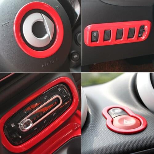Car Interior Modification Decorative Frame Cover Stickers ABS For Mercedes Smart 453 Fortwo Forfour Red Color Change Sticker