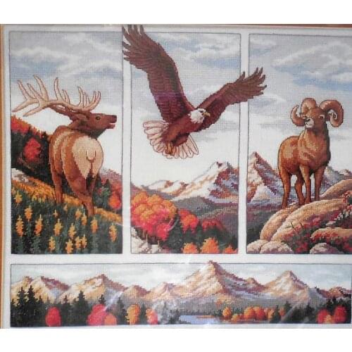 Gold Collection Lovely Counted Cross Stitch Kit Rocky Mountain Beauty Eagle Deer Sheep dim 13643