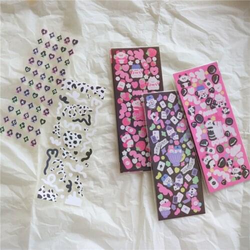 2 Sheets Korean Sticker Creative Aesthetics DIY Manual Photo Album Scrapbooking Happy Plan Decorative Stationery Kawaii Stickers