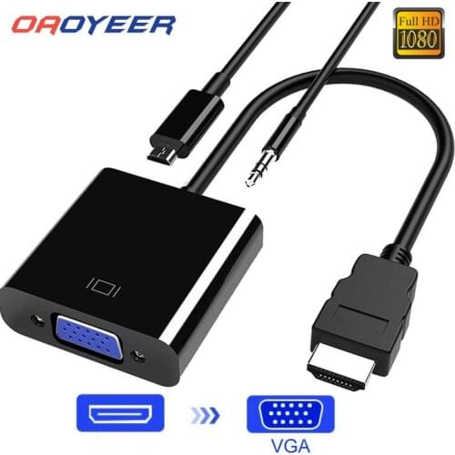 HDMI-compatible to VGA Adapter Cable Male To Famale Converter for PS4 1080P Digital to Analog Video Audio For PC Laptop Tablet