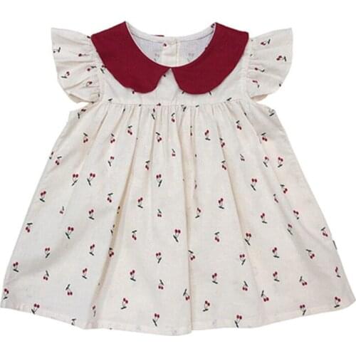 Girls' dresses, new childrens summer style, doll collar, pure cotton, small fresh baby, baby skirts