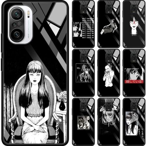 Junji Ito Tees Horror Transparent Glass Case For Redmi Note 9S 9 8 Pro 8T 7 9C 9S 6A 10 K40 K30 9T 8A Bumper