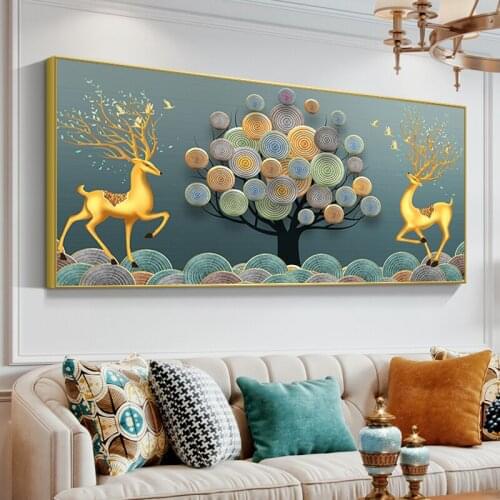 Nordic Light Luxury Elk Diamond Paintings Full Diamond Living Room 5D Tile Points Diamond Embroidery Cross Stitch Fortune Tree