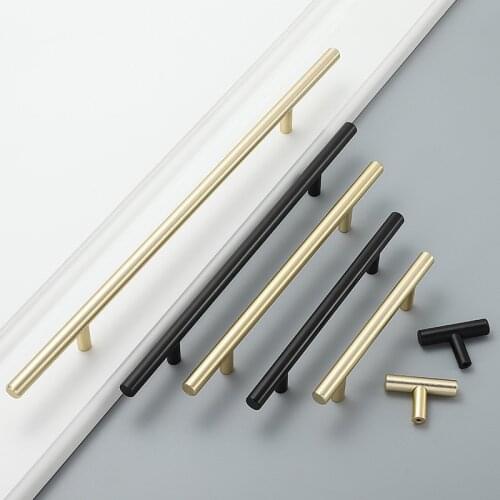 Golden Black Cupboard Handle Brushed Stainless Steel Kitchen Cabinet Door Knob Furniture Drawer Pull Hardware Pulls Bar Handle