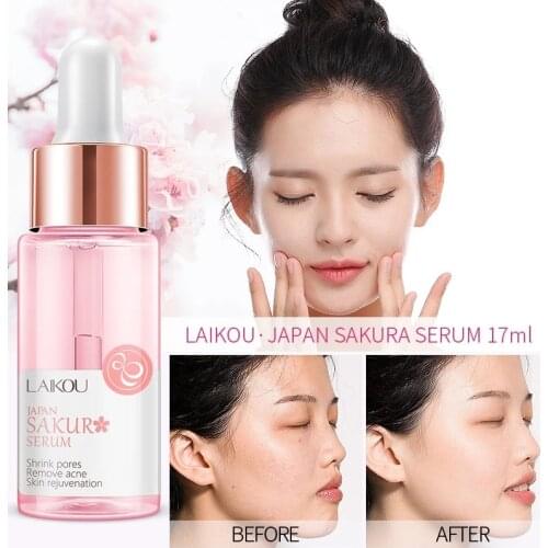 Sakura Serum Essence Shrink Pores Moisturizing Refining Essence Whitening Anti Aging Oil Control Face Rejuvenation Skin Care