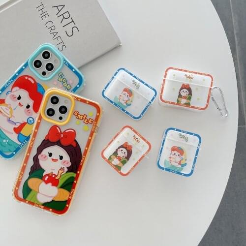 Cute Cartoon Girl for Airpods 1 2 Pro Case Silicone Headset Cover For Apple Bluetooth Earphone Case For Air Pods Anti-dust Shell