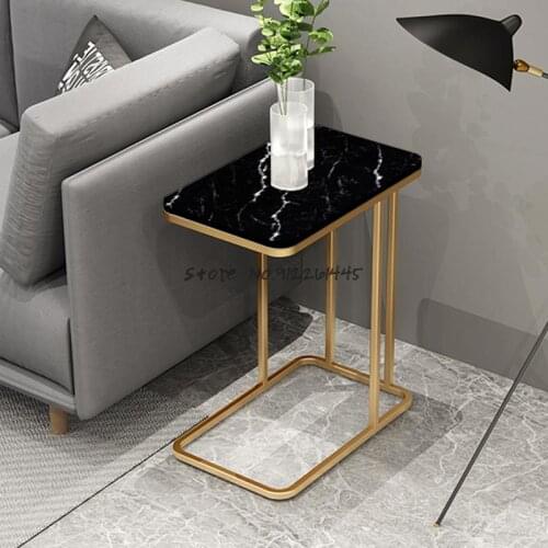 Nordic sofa side table simple living room small apartment corner table wrought iron marble small coffee table bedroom bedside ta