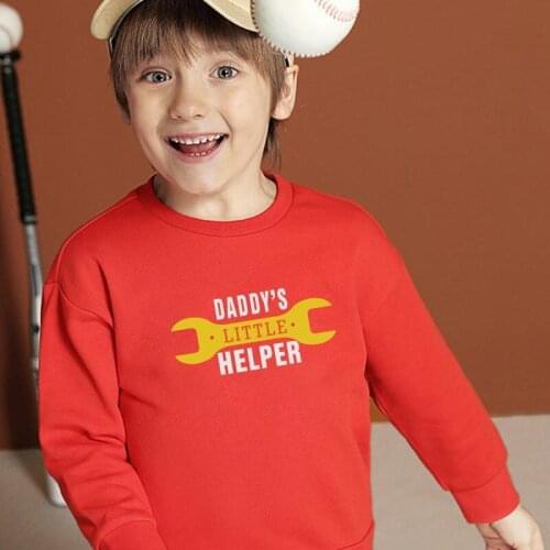 Family Matching Outfits Autumn Winter New Christmas Tool Letter Printed Sports Sweater T Shirt Father Kids Boy Girl Home Clothes