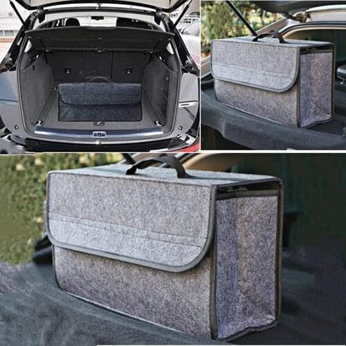 18L Multifunctional Car Storage Bag 53x29x51cm Wool Soft Felt Container Foldable Suitcase Travel Tool Bag Car Interior Supplies