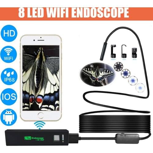 USB 8 Led Wifi Endoscope Wireless Borescope Inspection Camera For Android For iPhone 70 Degree 1600*1200 P