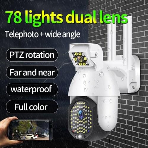 Surveillance CCTV Camera 1080P WIFI Remote Security Cam Dual Lens 78 IR LEDs Motion Detective Two Way Audio Multi View Angle