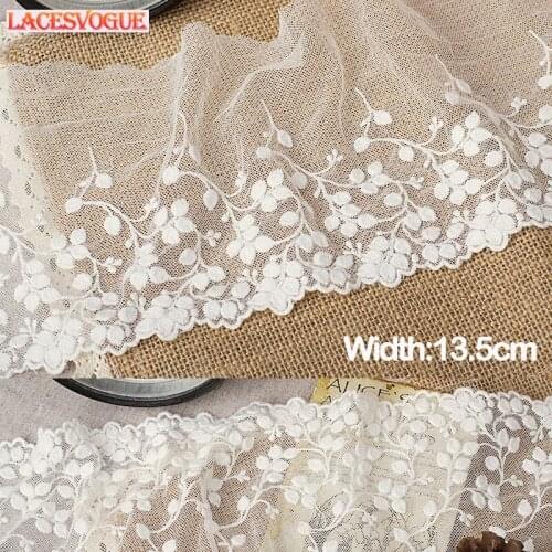 7yards/lot Mesh cotton embroidery Lace ribbon Dress edge decoration DIY Garment material Needlework sewing accessories 809