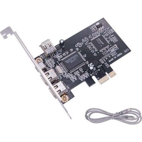 High Speed PCI-E 1X to 1394A 4 Port(3+1) Firewire Card Adapter with 6-pin to 4-pin IEEE 1394 Cable Compatible For Desktop PC