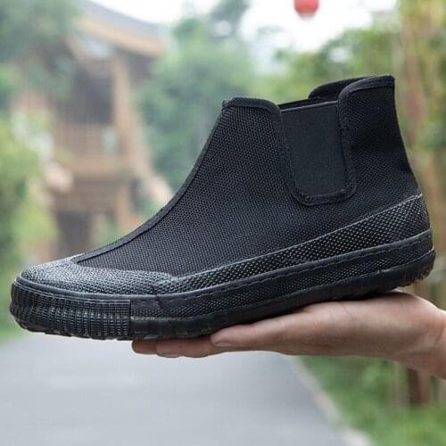 High-top Shoes Mens Labor Rubber Shoes Canvas Shoes Wear-resistant Work Shoes Non-slip Casual Shoes Camouflage Womens Shoes