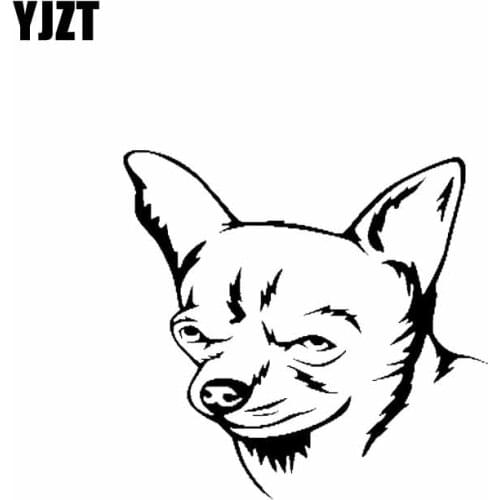 YJZT 11.9CM*11.3CM Chihuahua Dog Pet Puppy Vinyl Fashion Decoration Car Sticker Black/Silver C2-3287