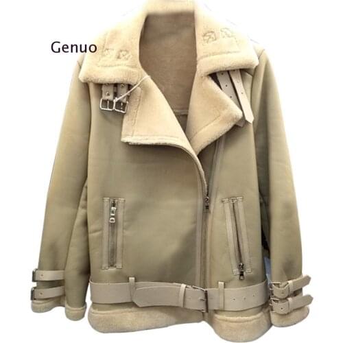 Plus Size S To 3Xl 4Xl Women Leather Jacket 2020 Fur Winter Locomotive Warm Thick Sheepskin Shearing Faux Leather Suede Coat