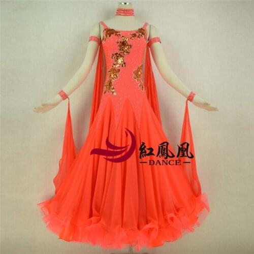 Women Standard Ballroom Dresses Girls Long Sleeve Lycra Stretchy Dancing Costume Adult Waltz Ballroom Competition Dance Dress