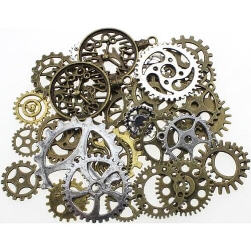 1bag 10-40mm Mixed color alloy accessories diy hand-made pendant gear set