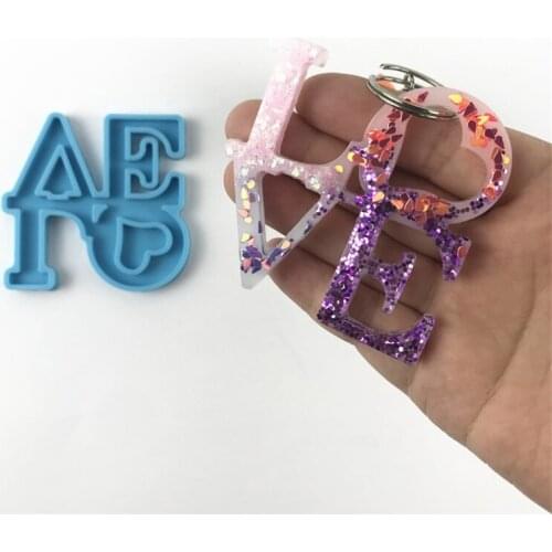 1 Pc Love Keychain Epoxy Resin Mold Earrings Necklace Silicone Mould DIY Crafts Jewelry Pendants Casting Tool